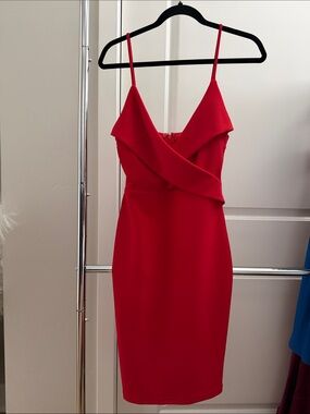 Lulu's Red Spaghetti-Strap Formal Bodycon Midi Dress